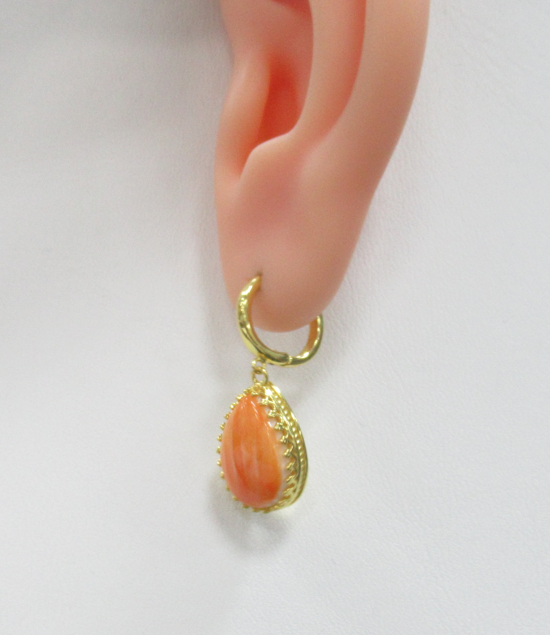 Серебряные серьги с огненными королевскими спондилюсами